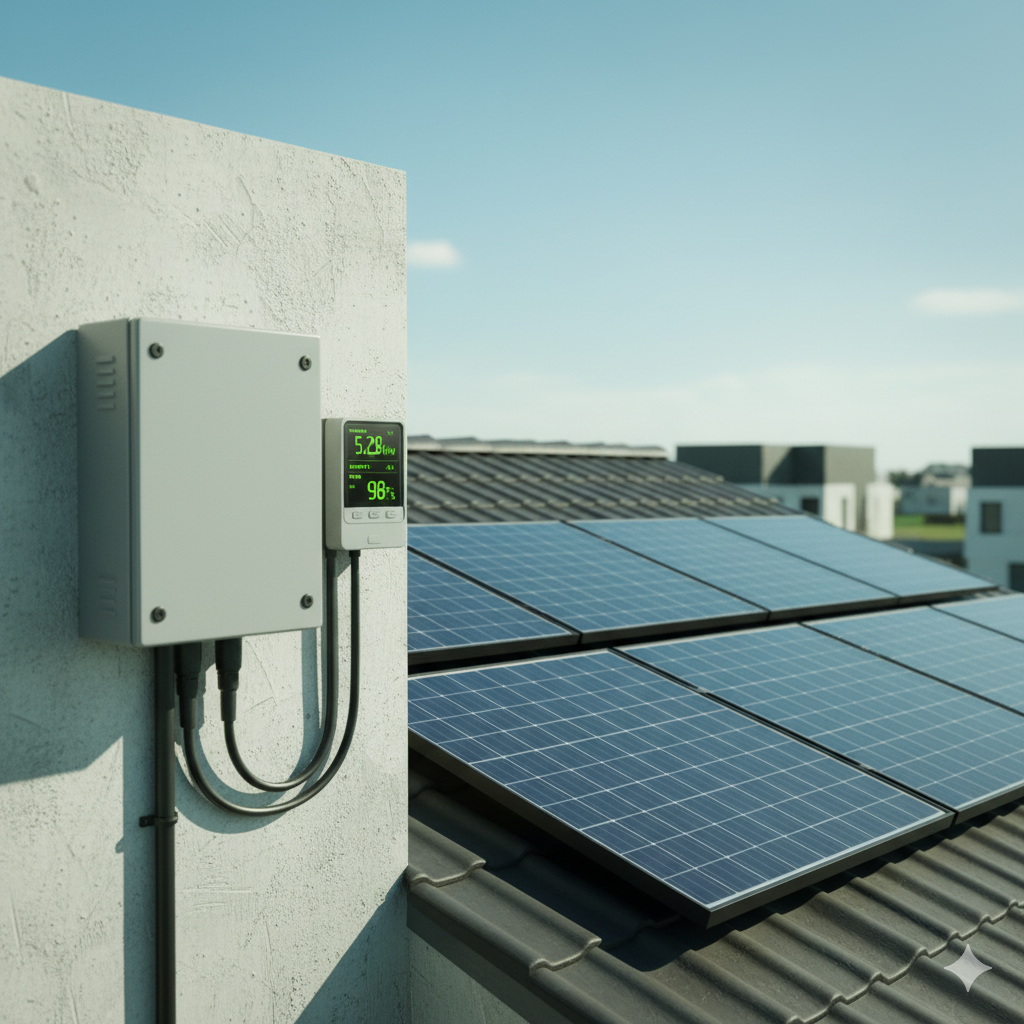 Medidores de energía eléctrica y paneles solares
